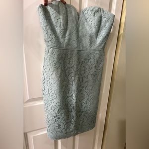 J. Crew strapless lace dress, size 6, light sage green
